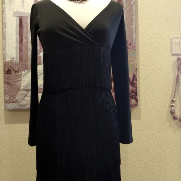 HOT! Muse Black Fringe Dress - Picture 3 of 6